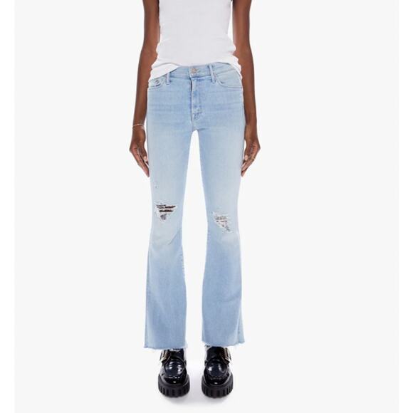 MOTHER Blue The Weekender Fray Not So Chill Pill Jeans Size 33 - Picture 1 of 8